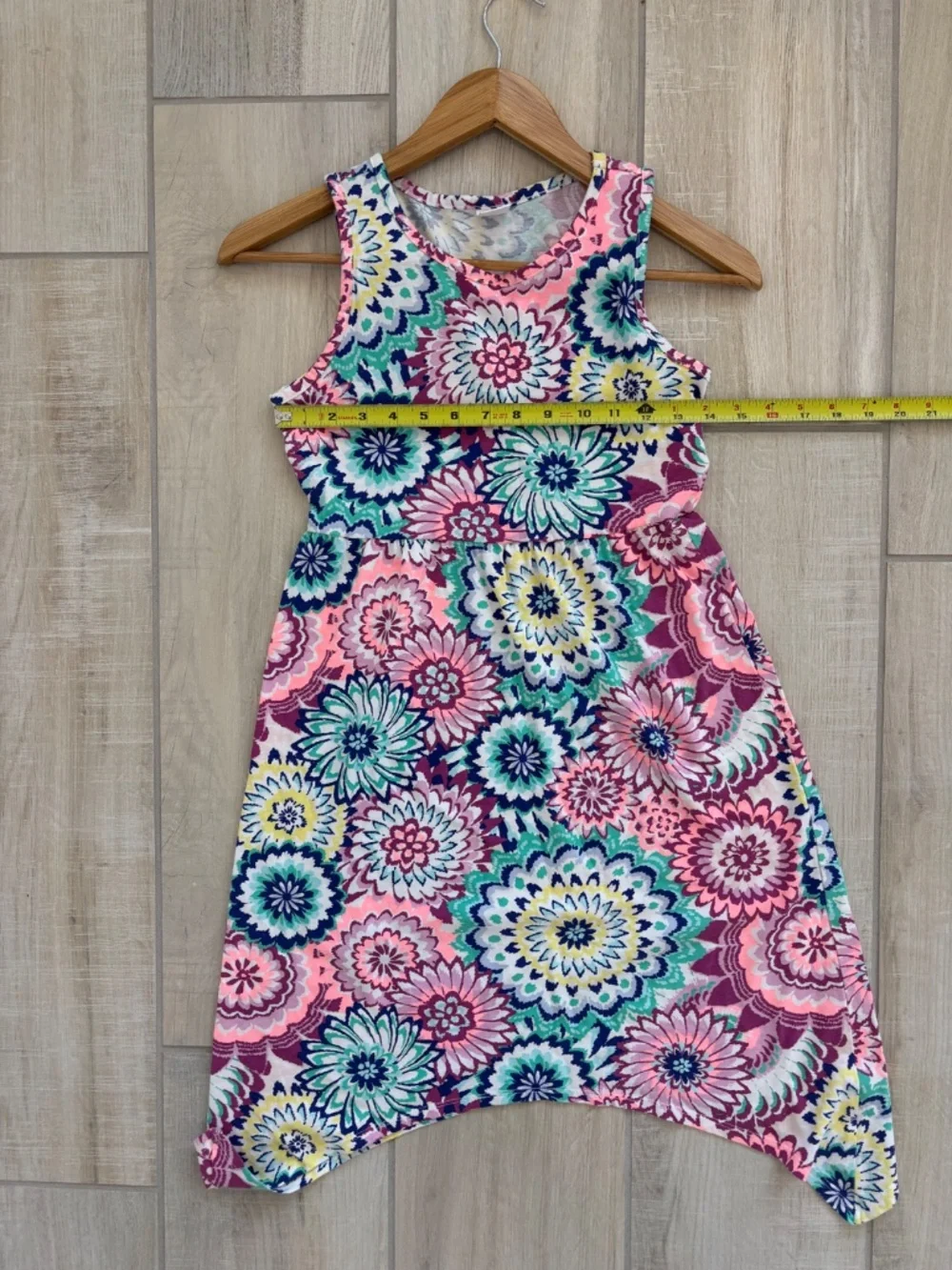 Gymboree Girls Multi-Color Floral Medallion Sharkbite Hem Dress, Size L (10/12)